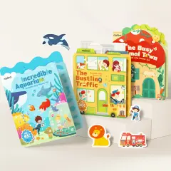 Mideer Yeniden Kullanılabilir Jel Çıkartma Seti - Hareketli Hayvan Kasabası