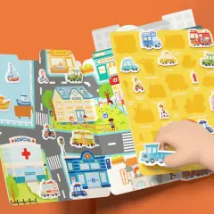 Mideer Yeniden Kullanılabilir Jel Çıkartma Seti - Hareketli Trafik