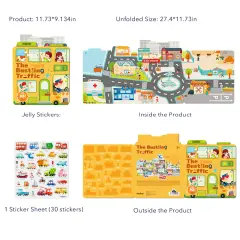 Mideer Yeniden Kullanılabilir Jel Çıkartma Seti - Hareketli Trafik