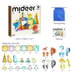 Mideer Renkli Magnetic Tiles - Jurassic Macerası