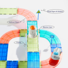 Mideer Renkli Magnetic Tiles - Arabalı Yarış Pisti 115 Parça