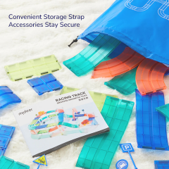 Mideer Renkli Magnetic Tiles - Arabalı Yarış Pisti 115 Parça