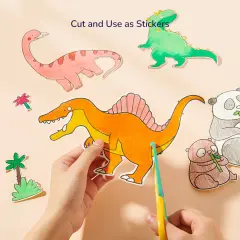 Mideer Yapışkanlı Boyama Rulosu - Muhteşem Dinozorlar, 4 Metre