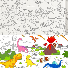 Mideer Yapışkanlı Boyama Rulosu - Muhteşem Dinozorlar, 4 Metre